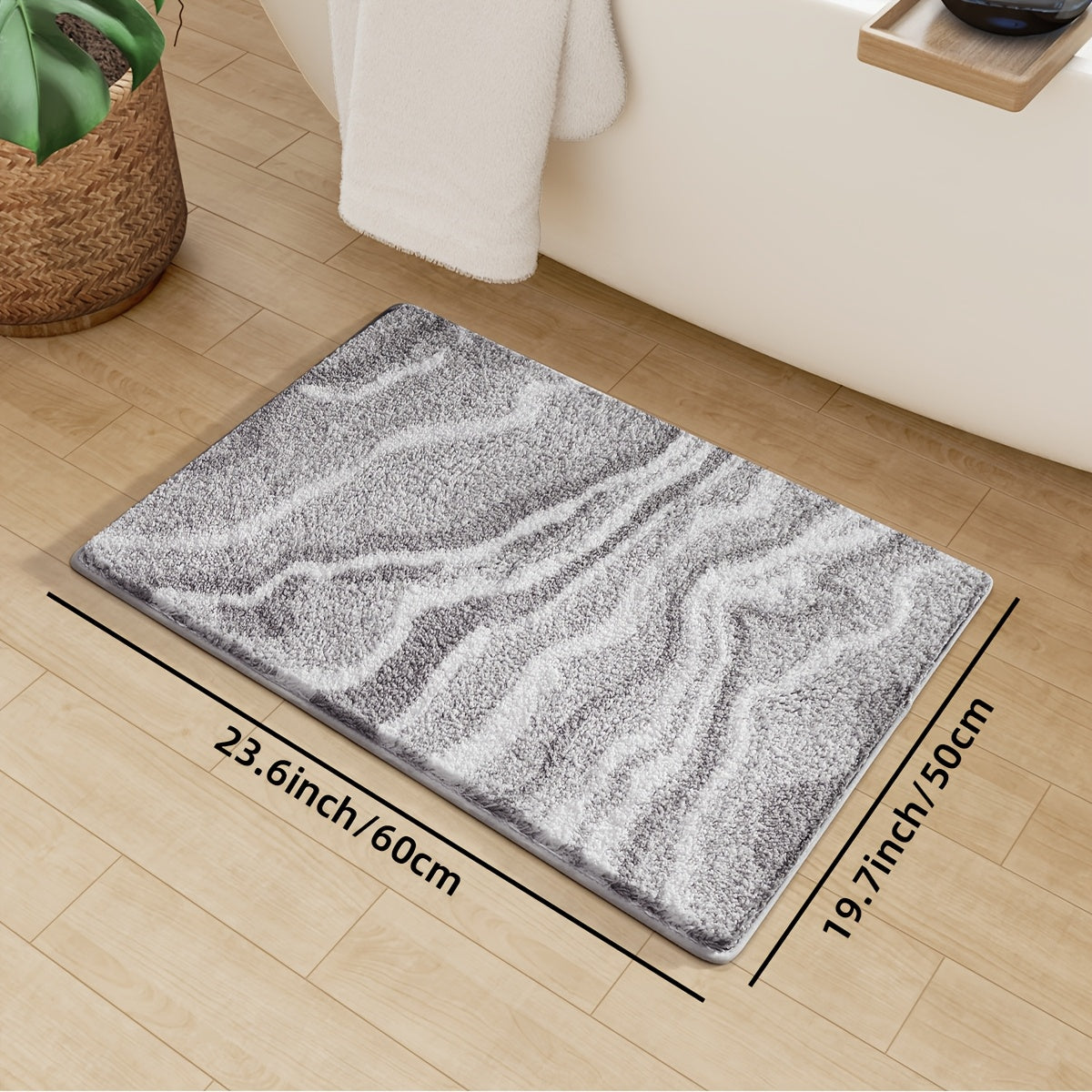 Fluffy Flocking Bath Mat – Absorbent and Soft for Bathroom or Kitchen