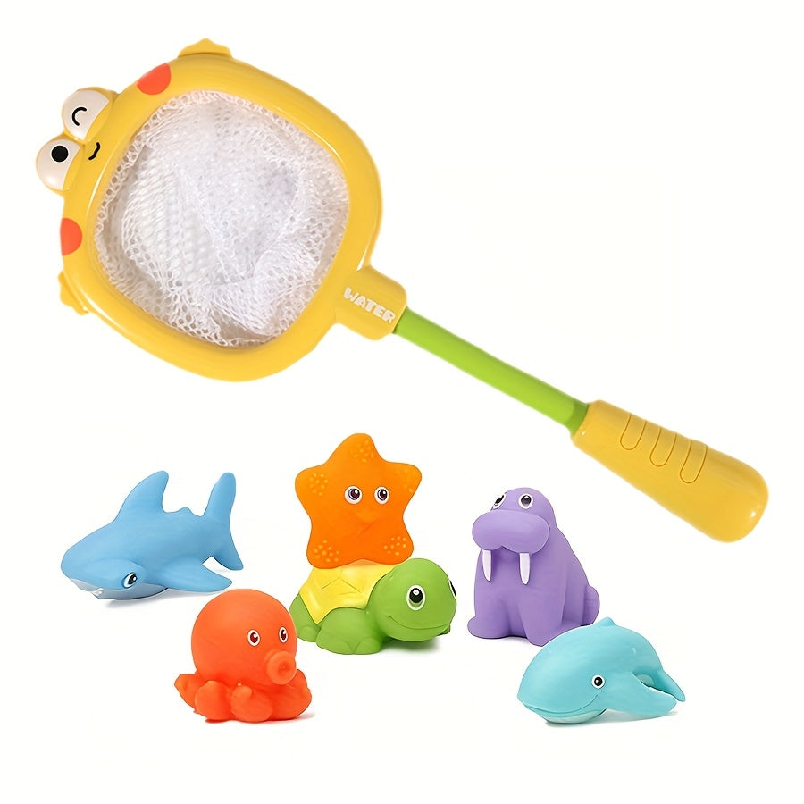 Bath Toy Set with Nets – Floating Sea Creatures and Water Sprayers