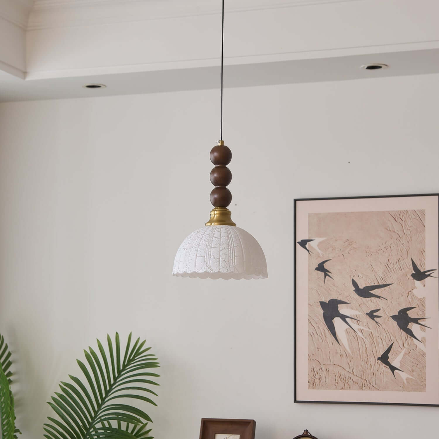 Pendant Light with Glass - Wood & Metal
