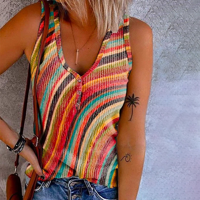 PERSEPHONE | Colourful tank top with rainbow stripes