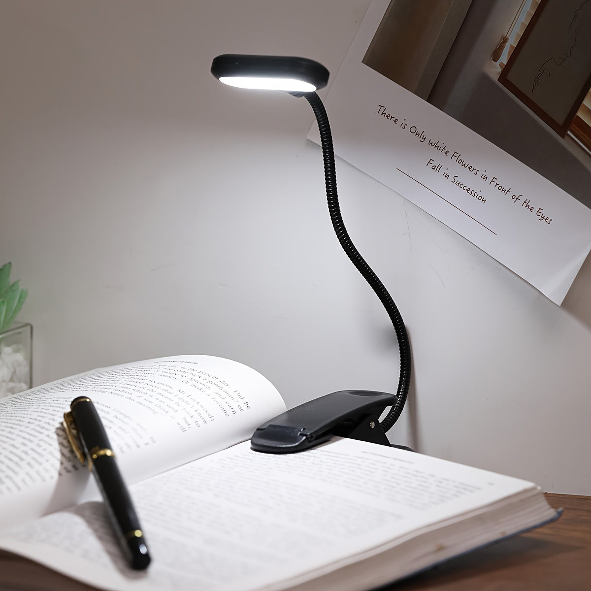 Flexible Clip Lamp - Portable Reading Light with Adjustable Neck for Home or Travel