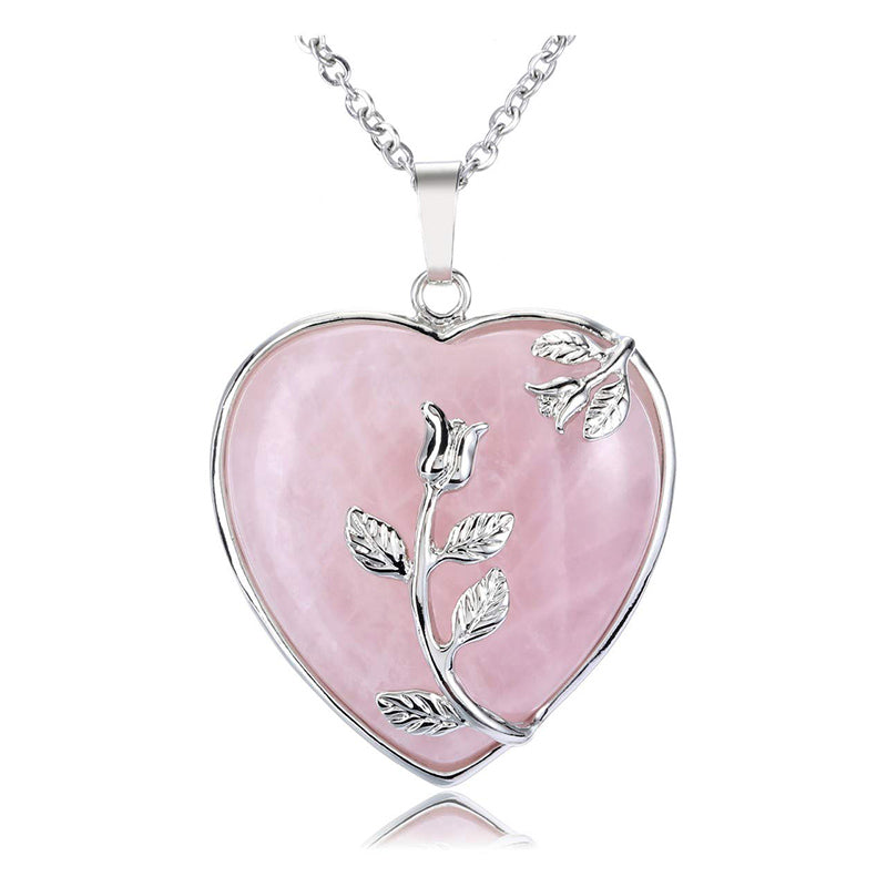 Stylish Heart-Shaped Rose Quartz Gemstone Necklace – Amara