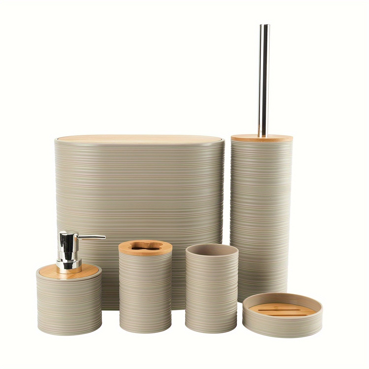 Modern Bathroom Set with Bamboo Accents – Organised and Elegant in One