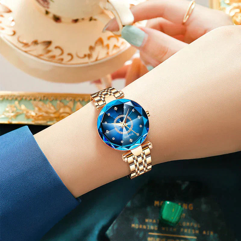 Waterproof Ladies' Watch with Starry Diamond Dial
