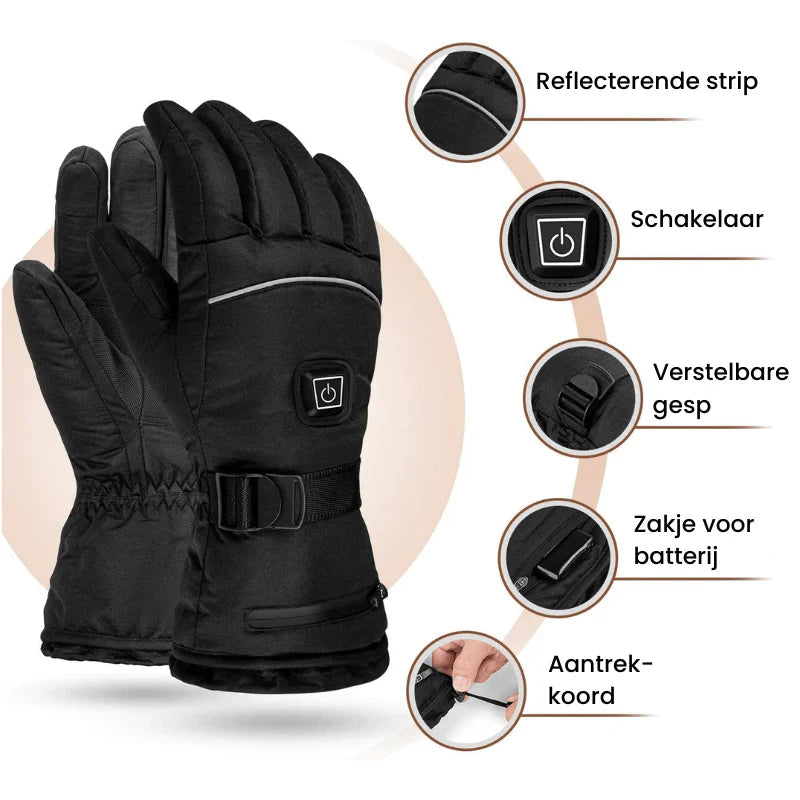 HeatGuard Waterproof Electric Heated Gloves - Always Keep Your Hands Warm - Includes Batteries