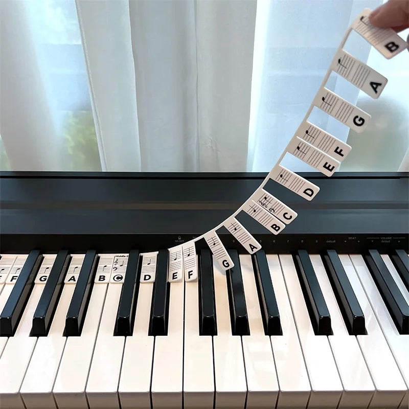 Removable Note Labels Made of Silicone for 88-Key Pianos and Keyboards