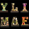 LumiFlair Floral Initial Night Lamp | Custom Resin Letter Light with Soft LED Glow