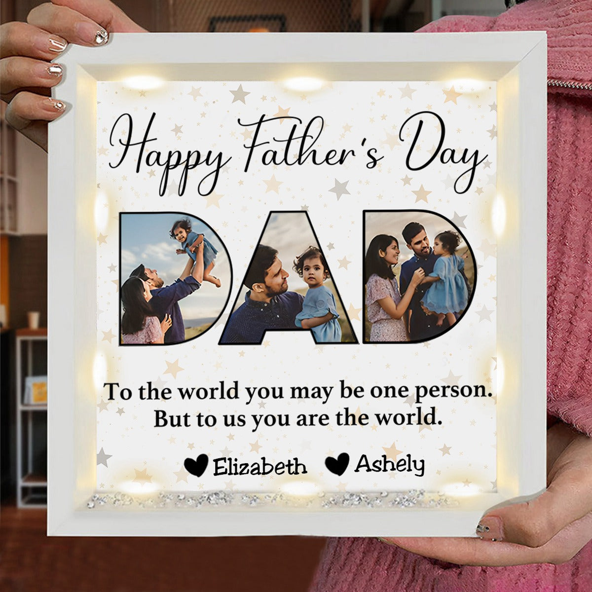 LumaCraft Deluxe Shadow Box | Personalized Illuminated Display for Father's Day Memories