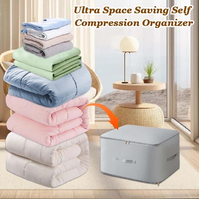 Extremely space-saving, self-compressing organiser