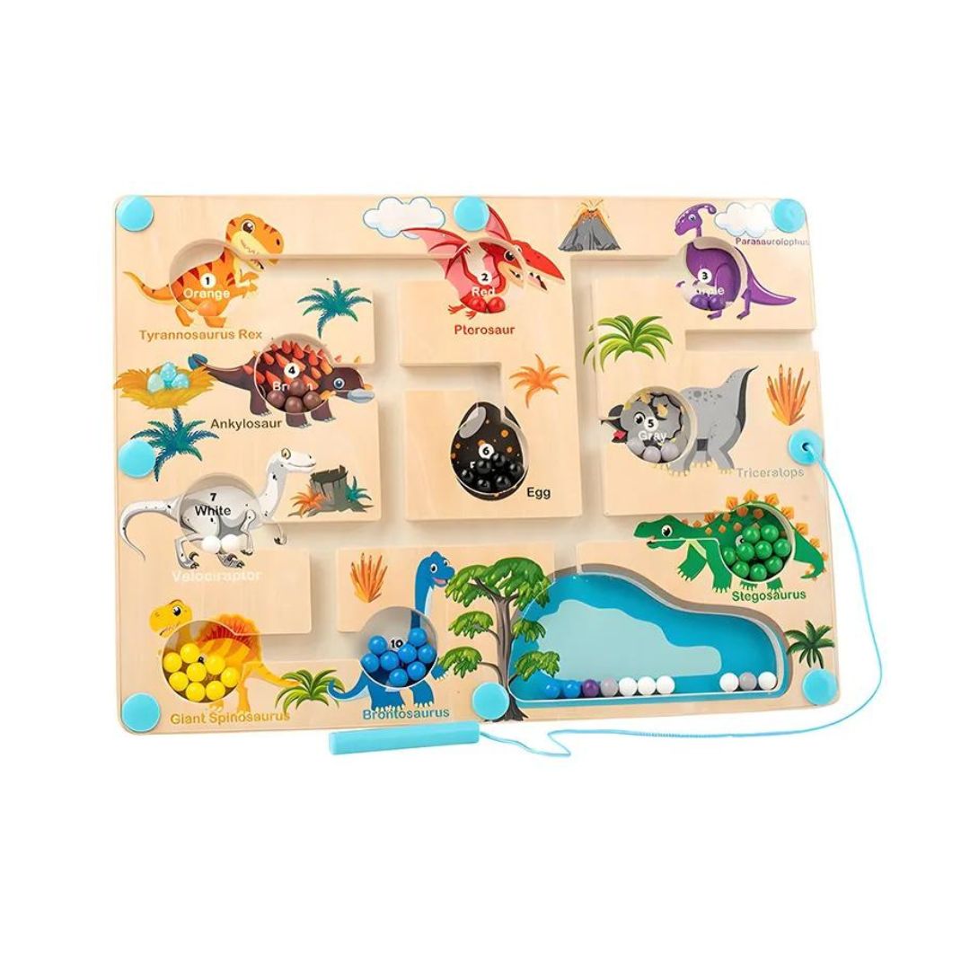 Educational Magnetic Dinosaurs Maze - Learn Colours and Counting