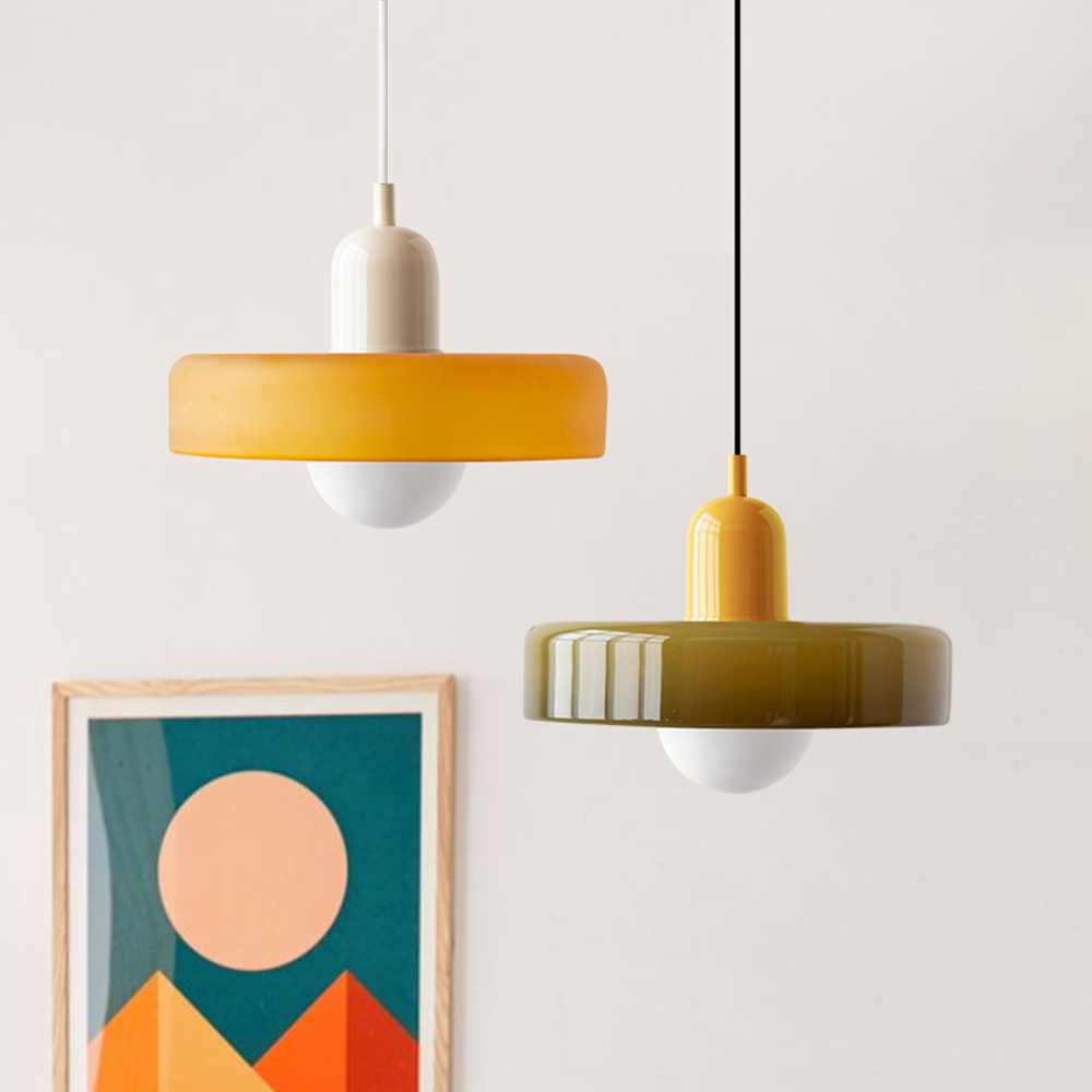 Sandsberg Pendant Light in Coloured Glass | Elegant Hanging Light in Bauhaus Style | Designer Lamp for Living Room & Dining Room