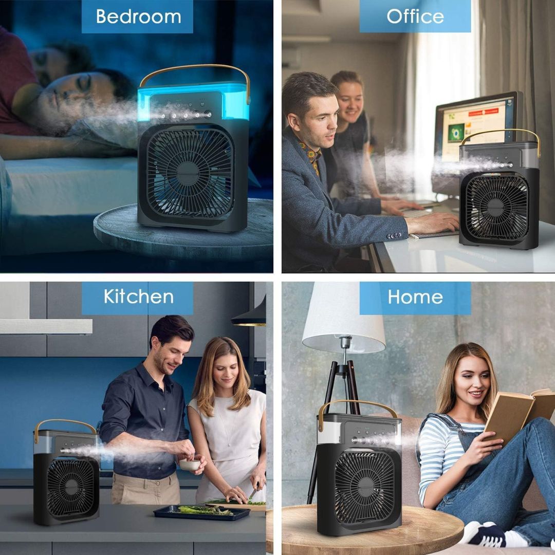 3-in-1 Air Cooler, Humidifier & Air Purifier – Portable Air Conditioning Unit for Indoor Use with LED Light