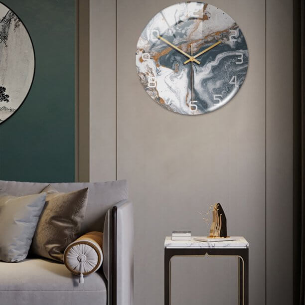 Stylish Wall Clock with Marble Effect – MarbleTime