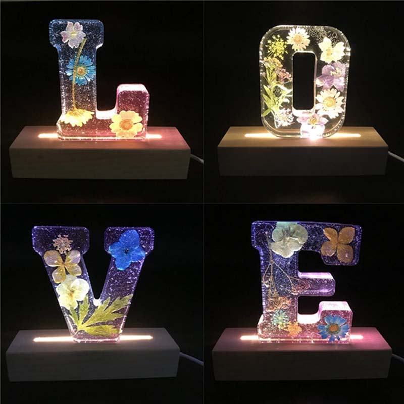 Night Light Made of Resin with Floral Pattern