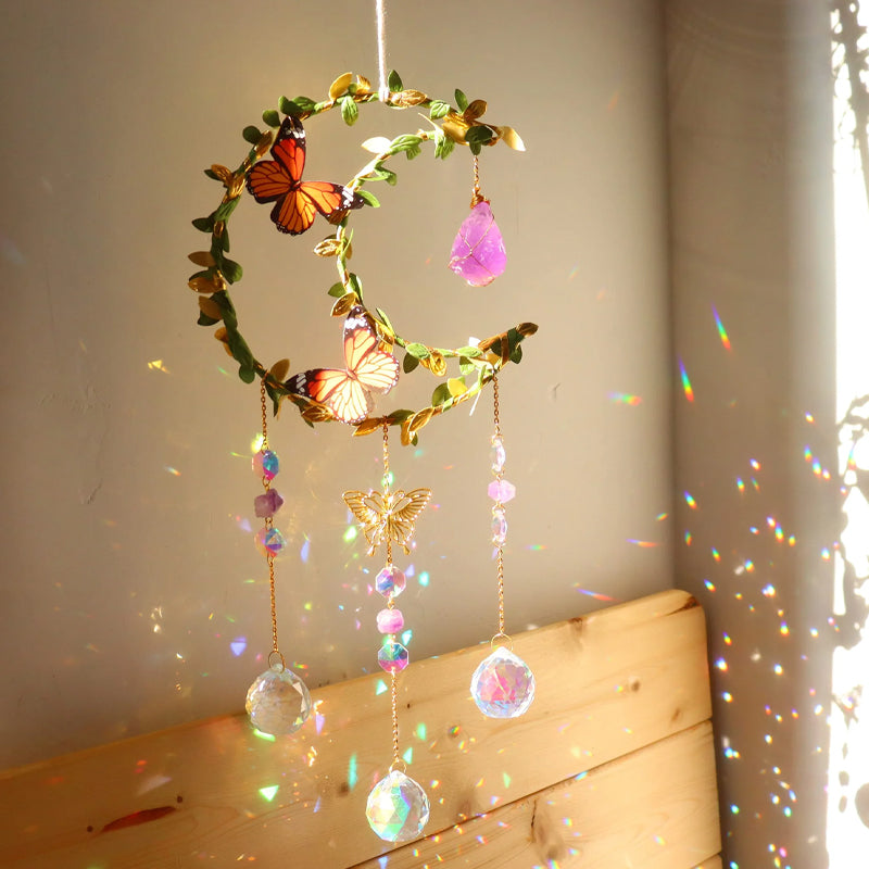 PrismaVibe Enchanted Crystal Catcher | Magical Moon and Star Light Decor for Home Interiors