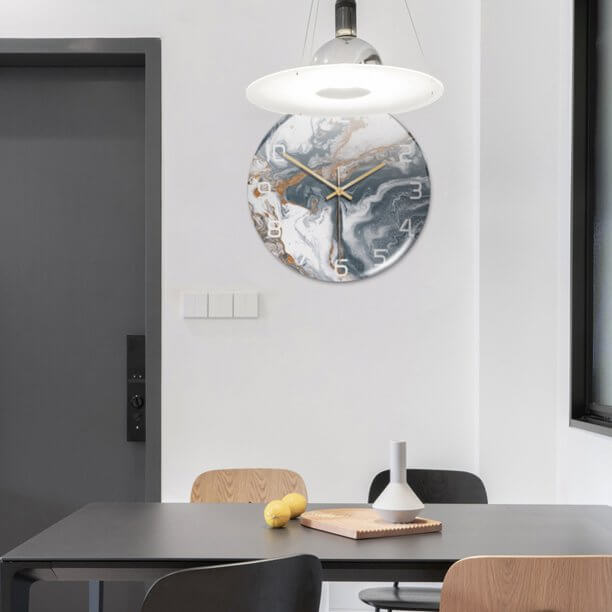 Stylish Wall Clock with Marble Effect – MarbleTime
