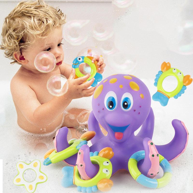 Children's Octopus Bath Toy with 5 Rings