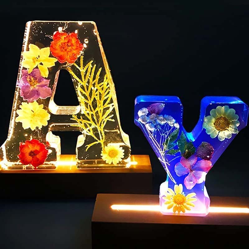 Night Light Made of Resin with Floral Pattern