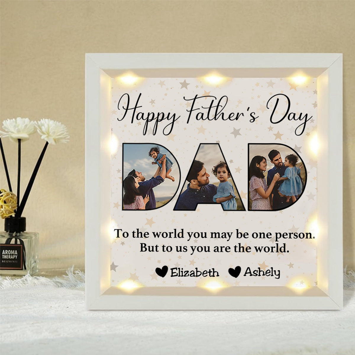 LumaCraft Deluxe Shadow Box | Personalized Illuminated Display for Father's Day Memories