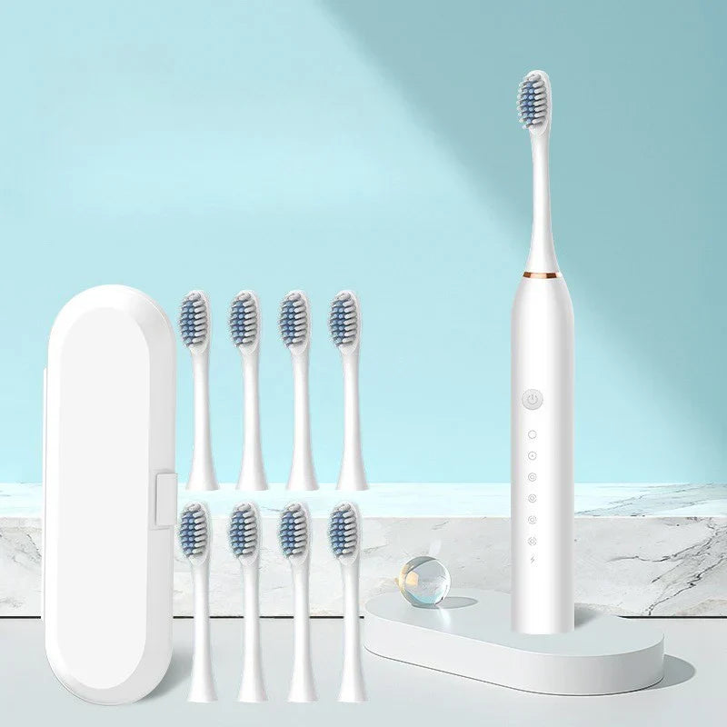 Rechargeable Sonic Toothbrush | Quiet & Powerful | 8 Brush Heads | USB