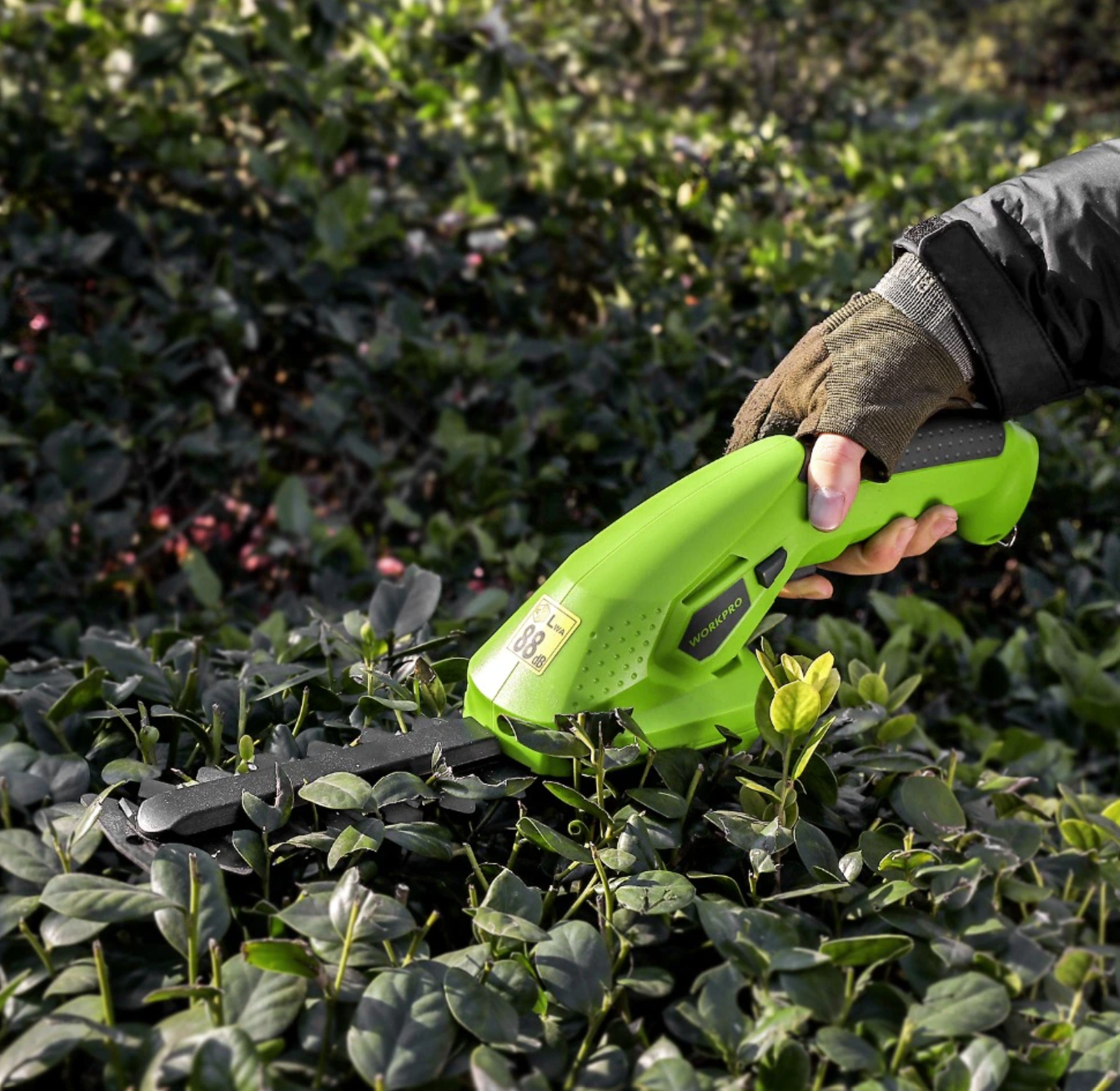 WorkPro | Compact Wireless Hedge Trimmer | Lightweight 0.47kg | Safe Child Lock Design | 1100RPM Powerful Pruning Performance | Easy Operation | Rechargeable Li-Ion Battery | Effortless Pruning and Trimming