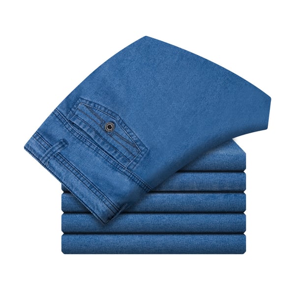 Straight Cut Men's Jeans with High Waist