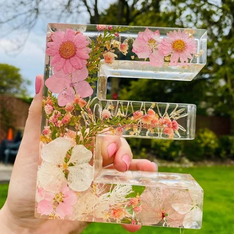 Night Light Made of Resin with Floral Pattern