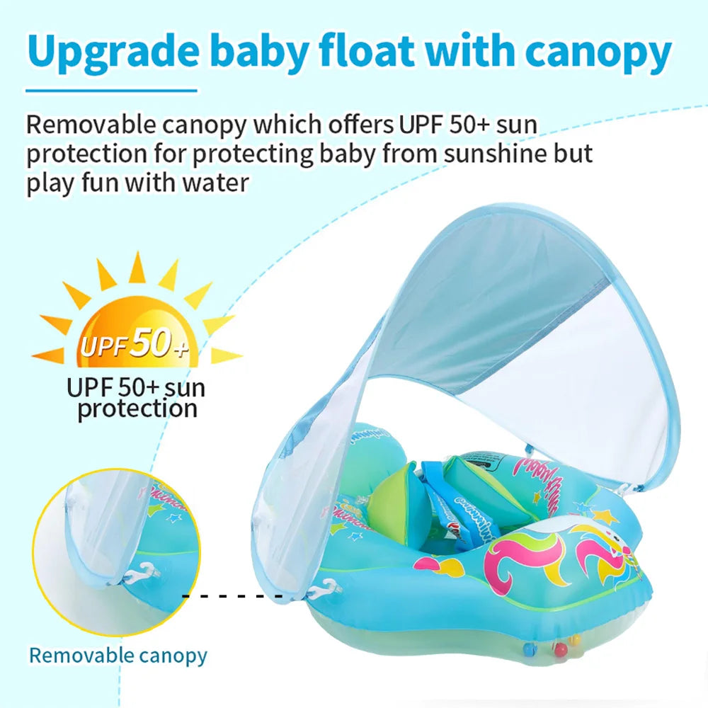 Inflatable Baby Swim Ring with Sunshade – Protection and Fun