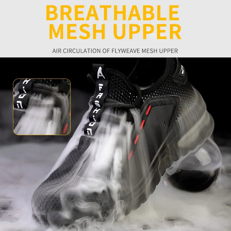 Ultra-lightweight, breathable, slip-resistant work shoes with steel toe cap