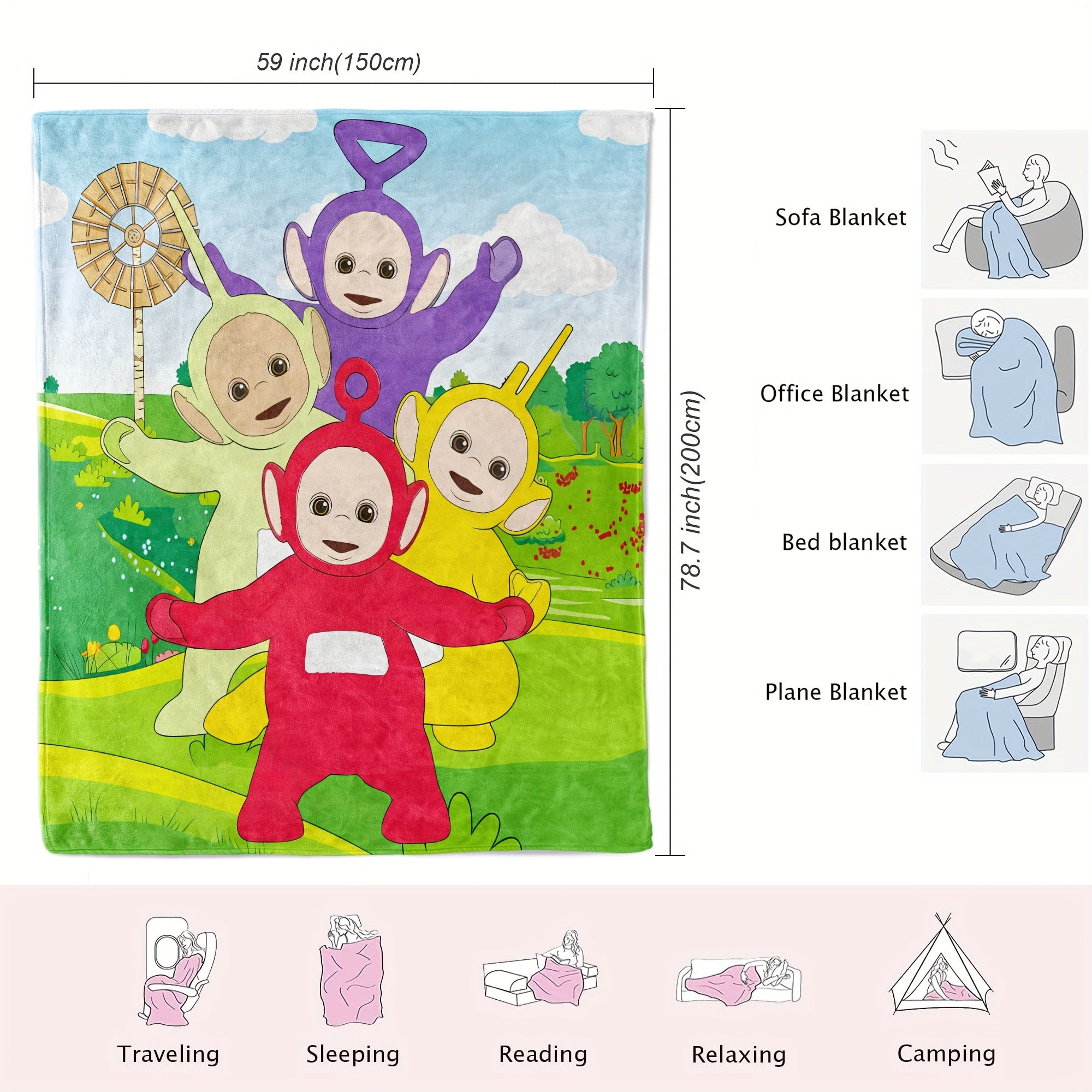 Teletubbies Blanket - For Children, Soft and Versatile
