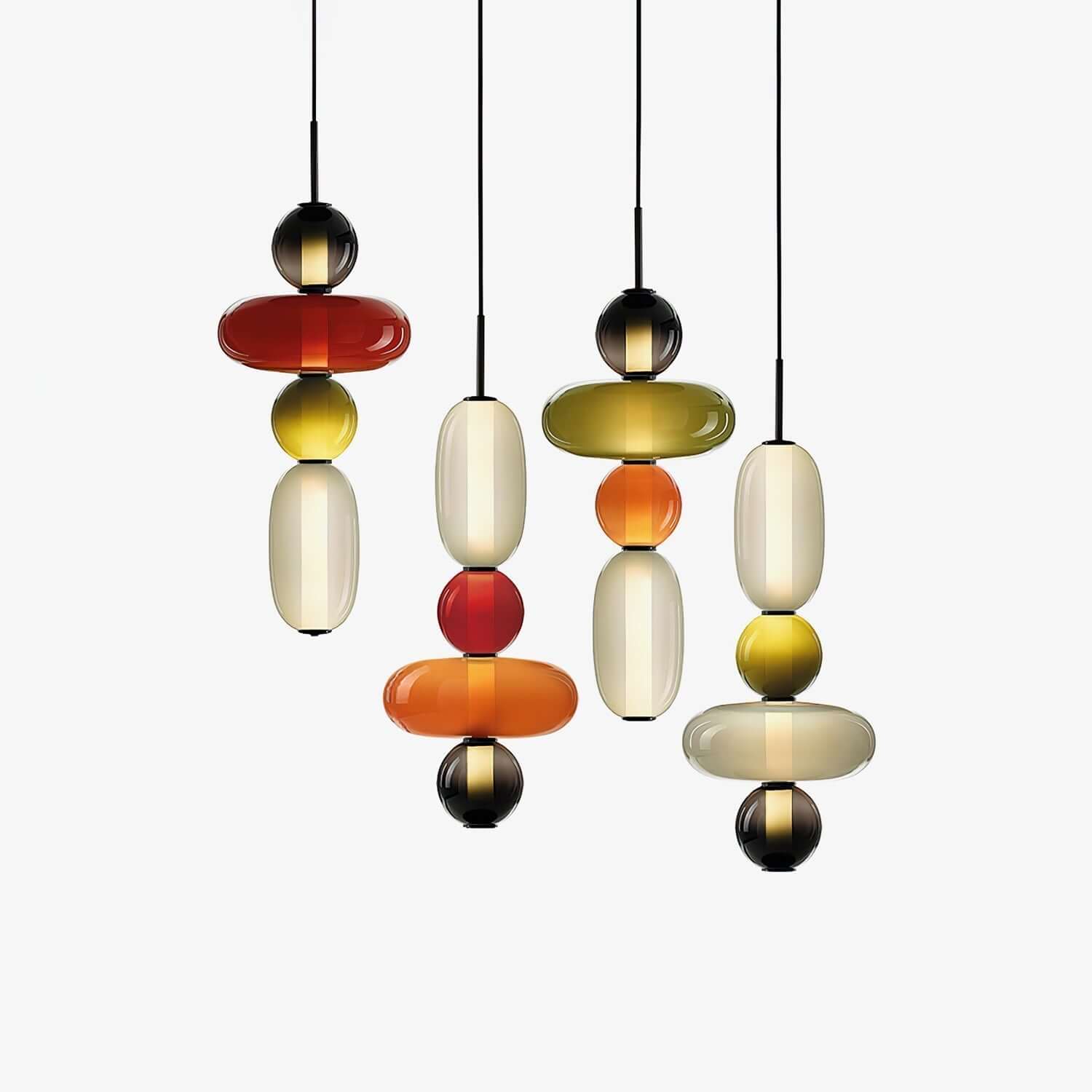 Modern Pendant Light with Coloured Glass