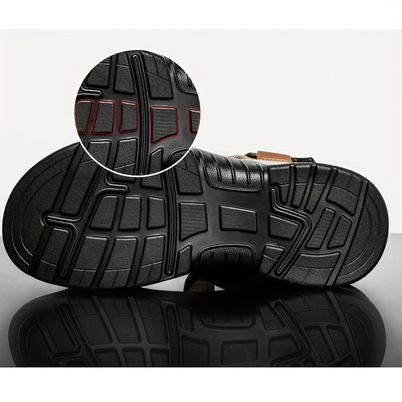 Premium Men's Leather Beach Sandals – Adjustable and Shock-Absorbing