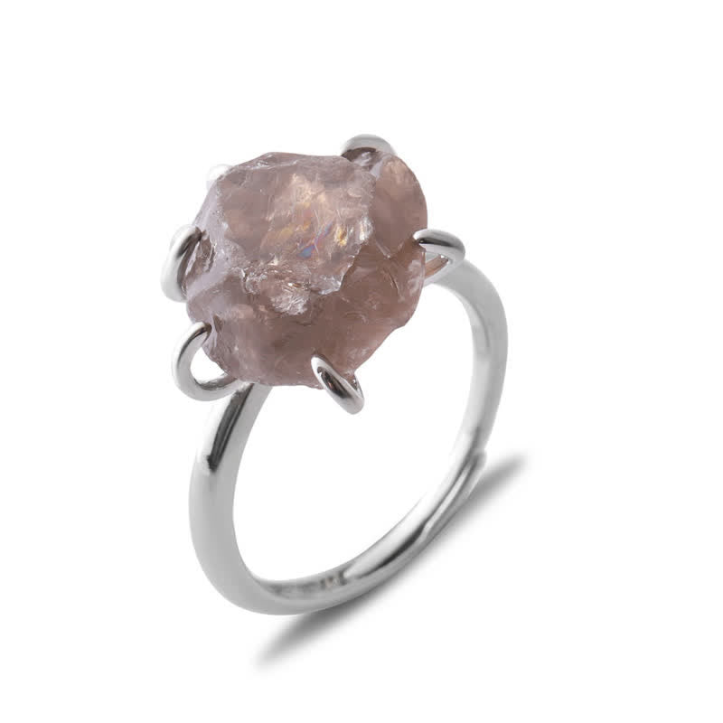 Six-Claw Adjustable Ring with Natural Crystal – Liora