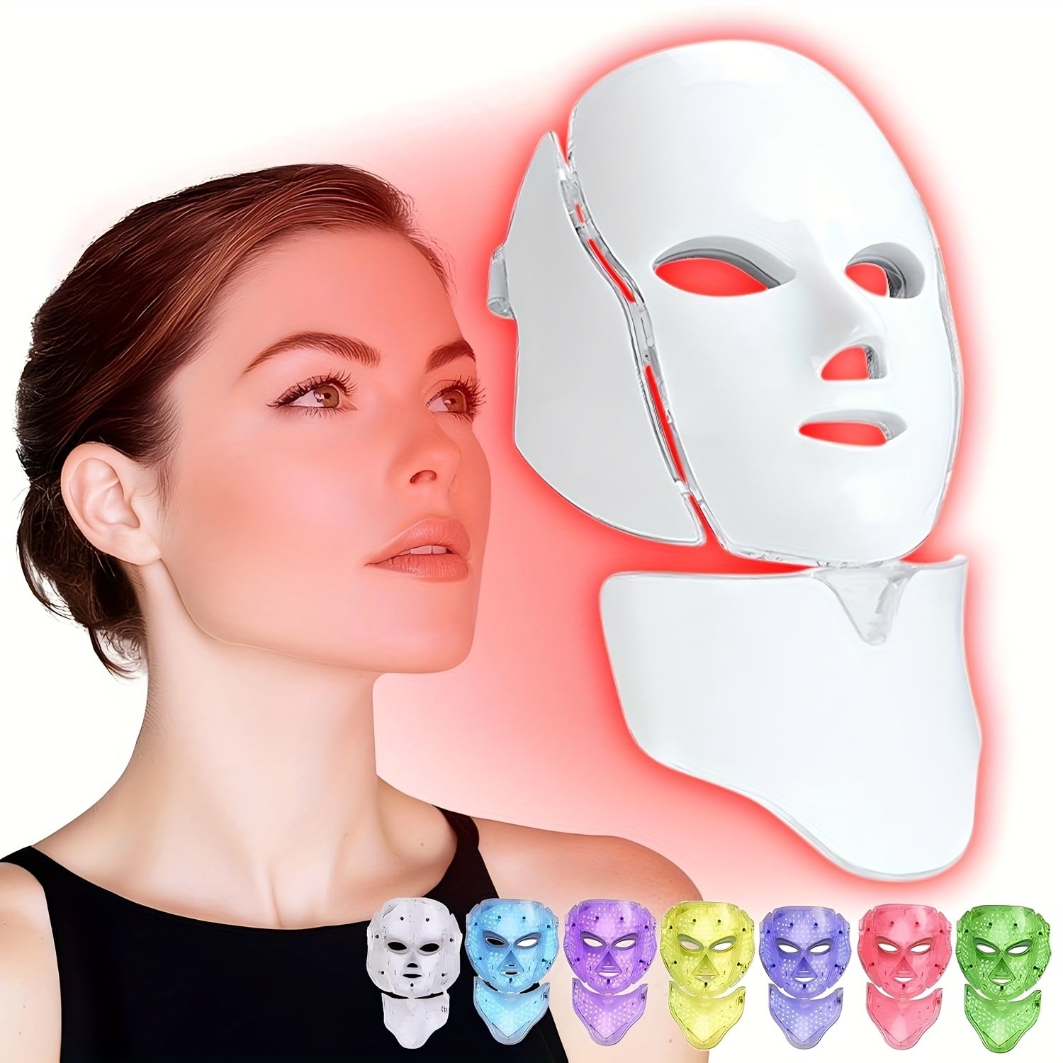 7-Colour LED Face and Neck Mask – USB Rechargeable Skincare Device