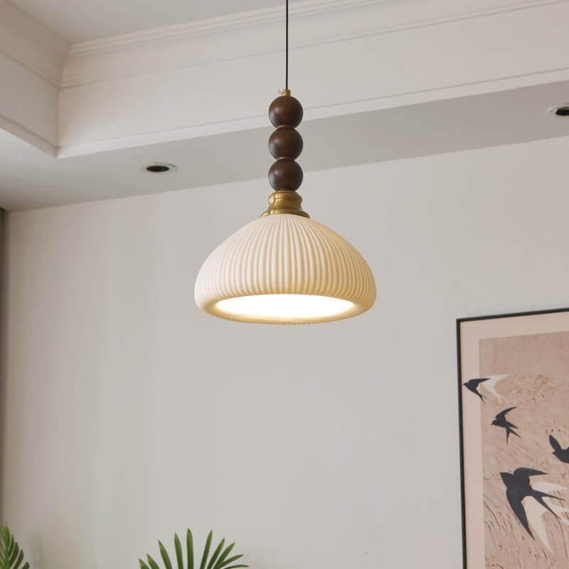 Pendant Light with Glass - Wood & Metal