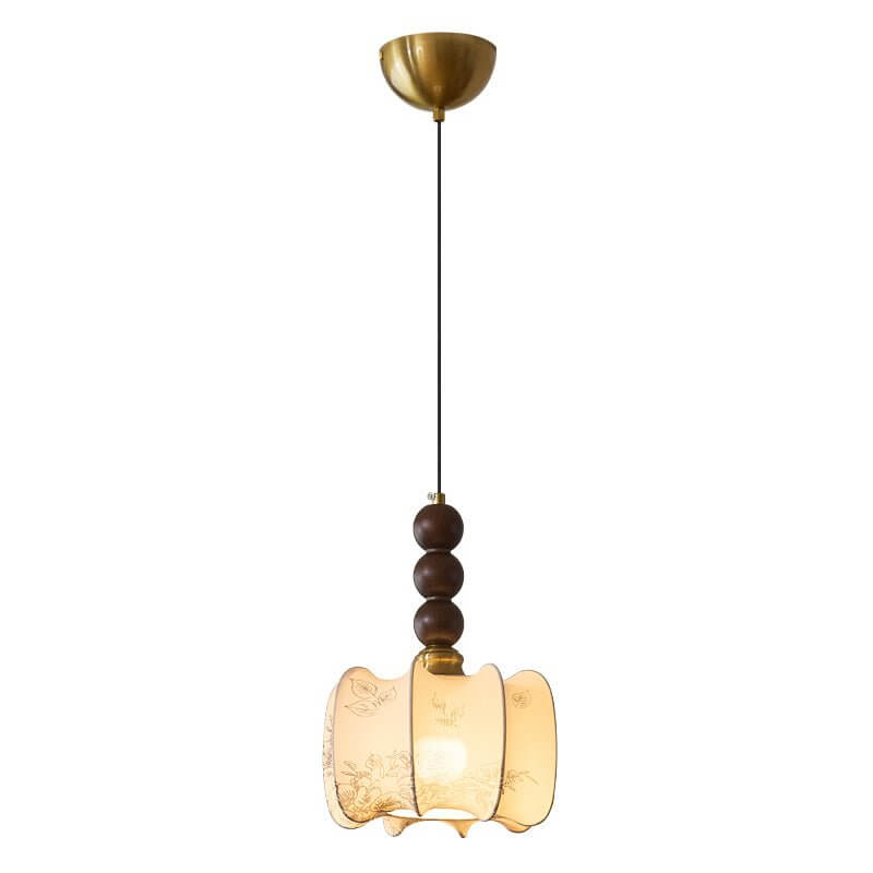 Pendant Light with Glass - Wood & Metal