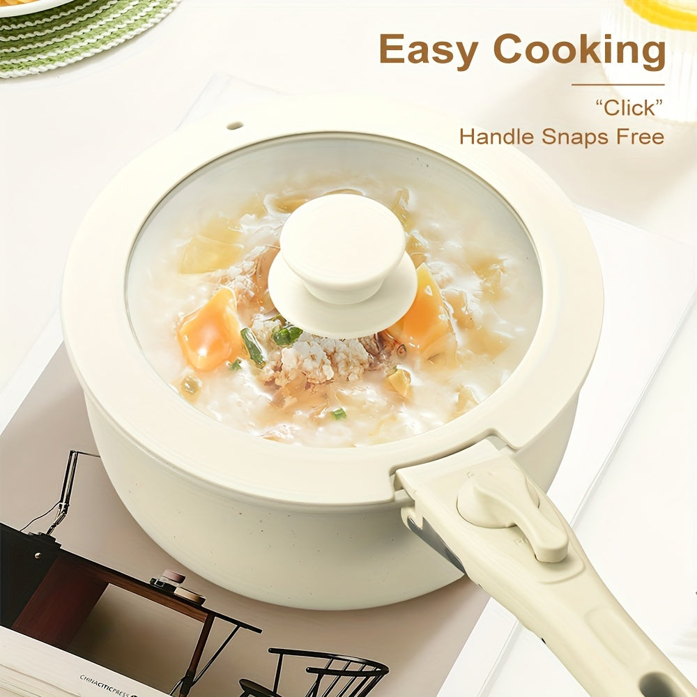 17-Piece Ceramic Cookware Set – Including Removable Handles and Deep Frying Pan