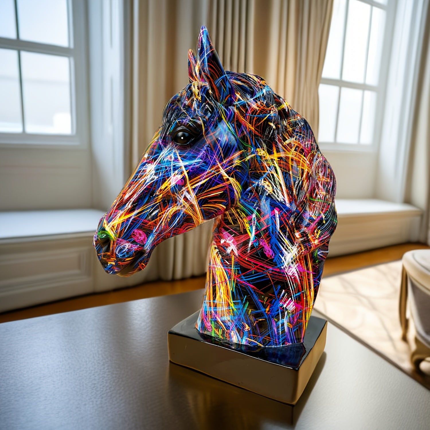 Colourful Horse Head Sculpture - Unique Decoration for Any Interior