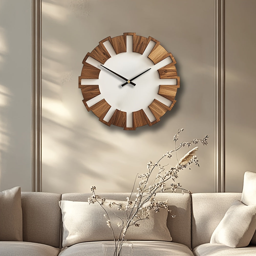 Rustic Wooden Wall Clock with Silent Movement – Timeless Design for Living Room, Office, and Bedroom