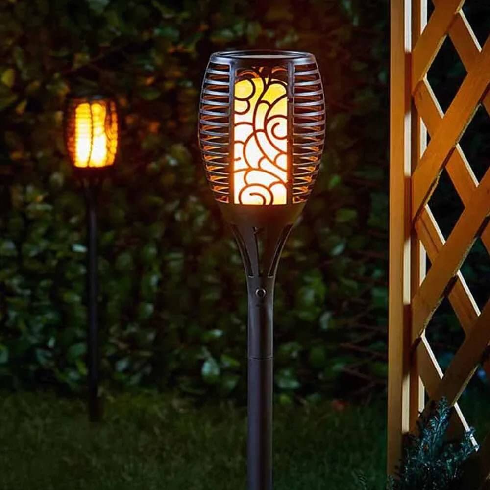 2x Solar Garden Lanterns - Atmospheric Outdoor Lighting