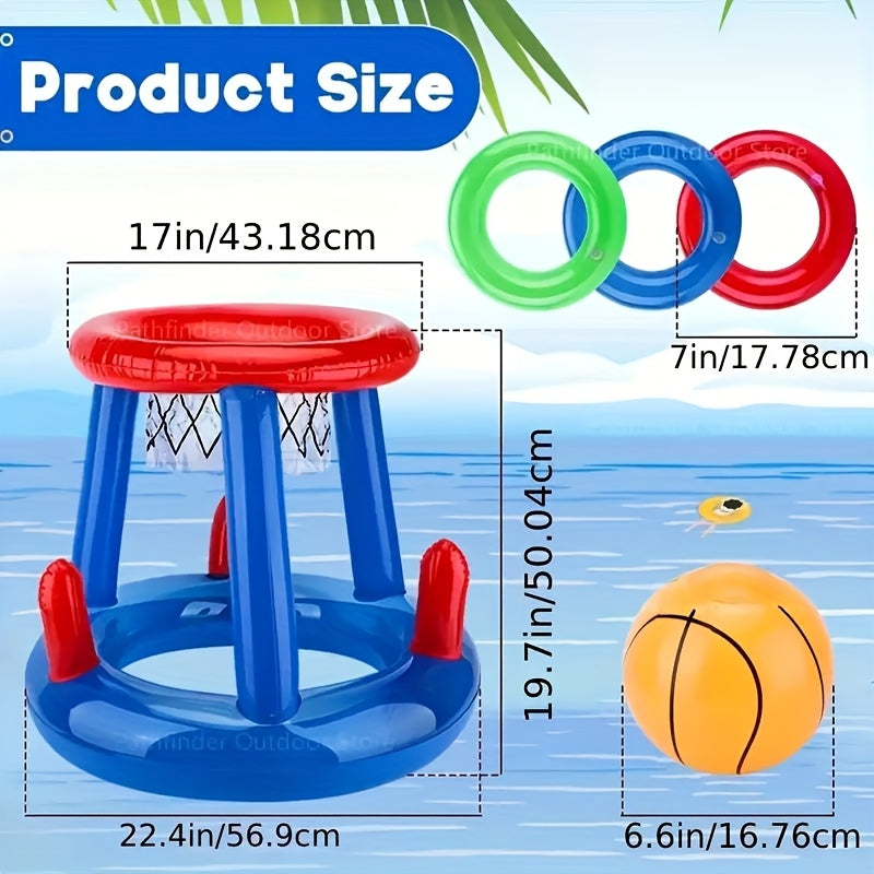 Inflatable Pool Basketball Set – Hoop, Ball, and Rings Included