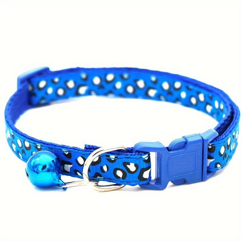 Set of 6 Leopard Print Cat Collars – Adjustable and Safe with Bell
