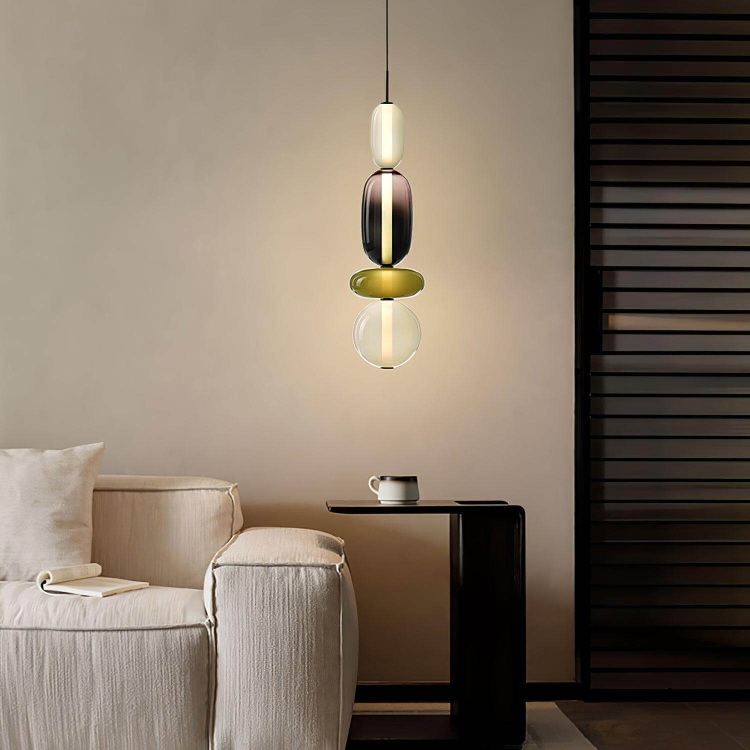 Modern Pendant Light with Coloured Glass