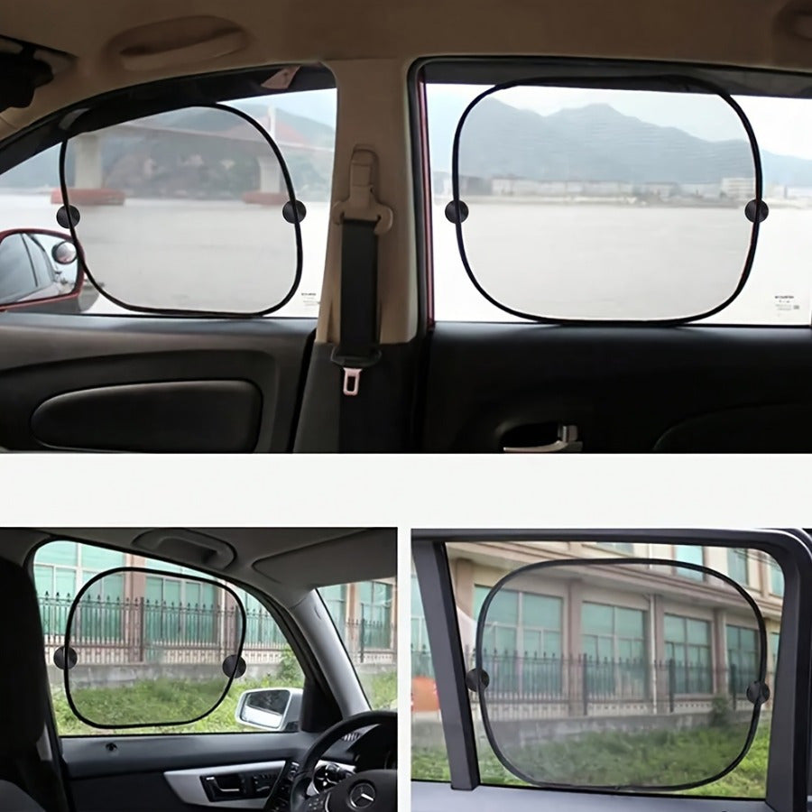 Set of Black Mesh Sun Shades for Car Rear Windows – Summer Protection