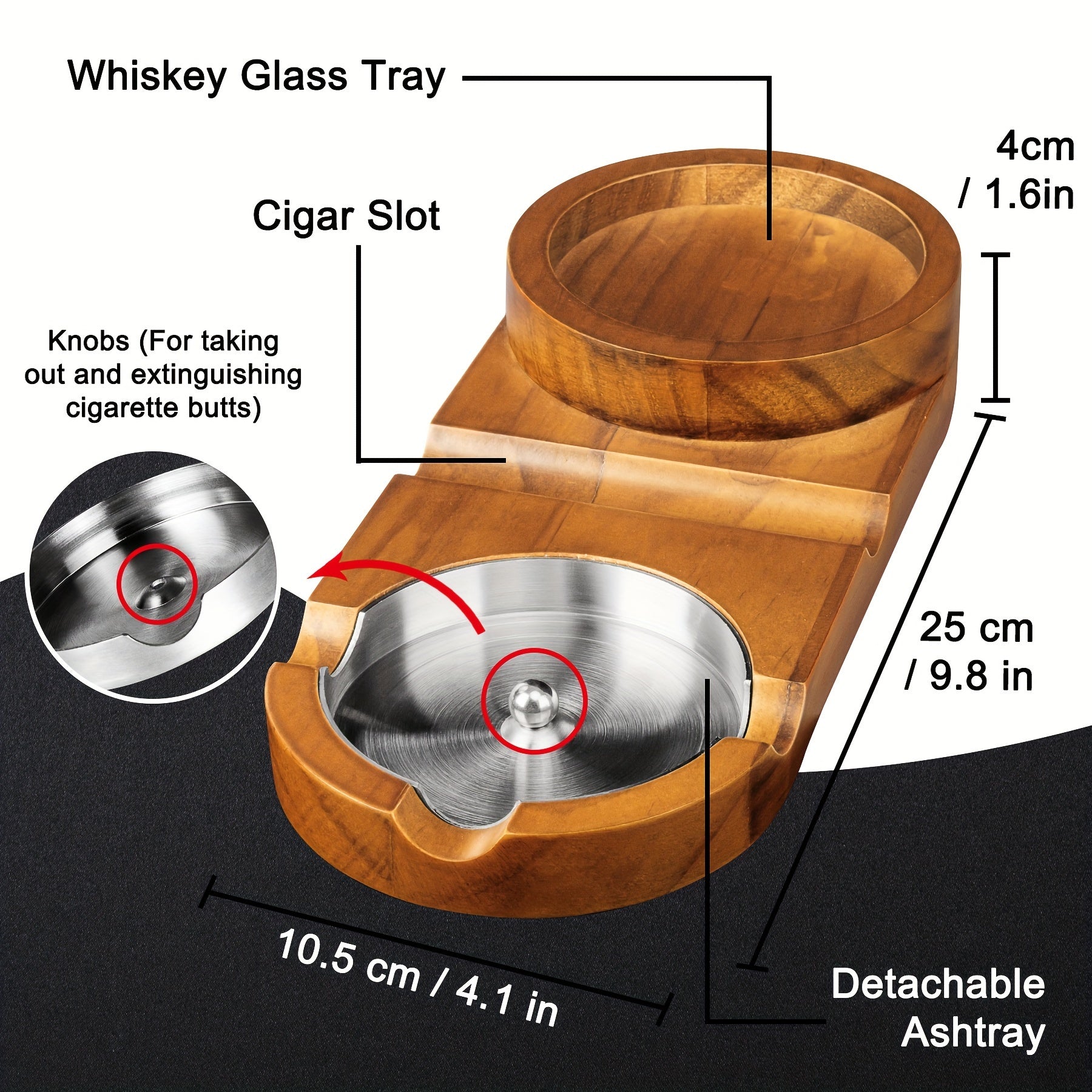 Creative Cigar Ashtray and Whiskey Glass Tray - The Perfect Father's Day Gift or Corporate Present