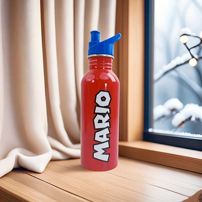 Super Mario Water Bottle - Stainless Steel Drink Bottle with Cap for Children