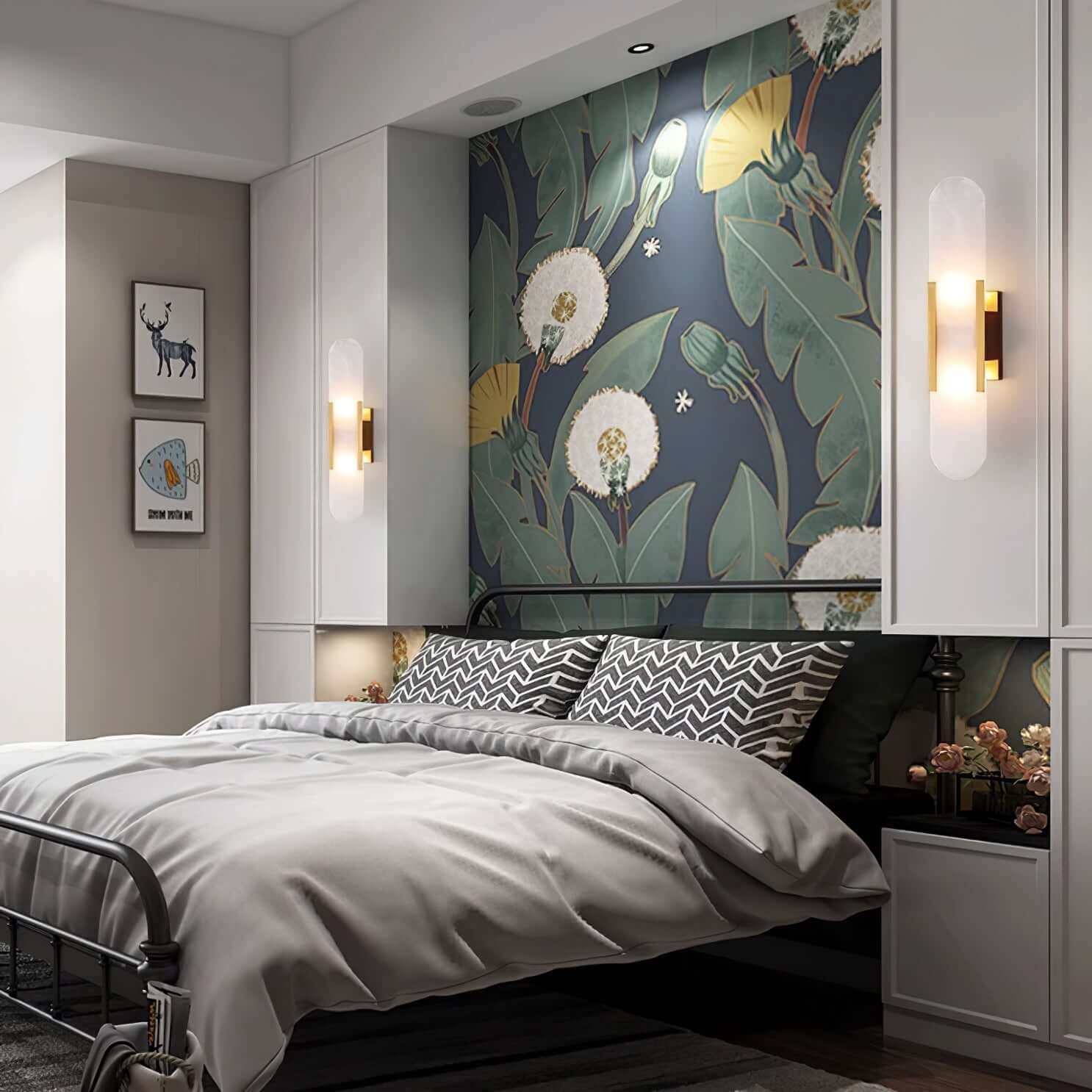 Modern Wall Lamp - Alabaster & Metal