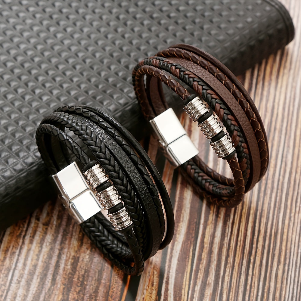 Refined Braided Leather Bracelet - For the Stylish Man