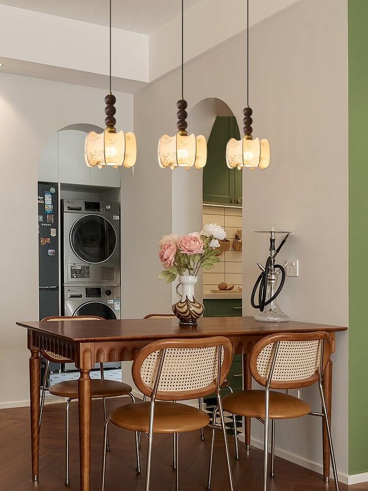 Pendant Light with Glass - Wood & Metal