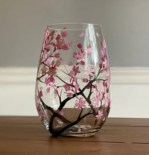 Sandsberg | Wine Glass Four Seasons Tree - Hand-Painted Art
